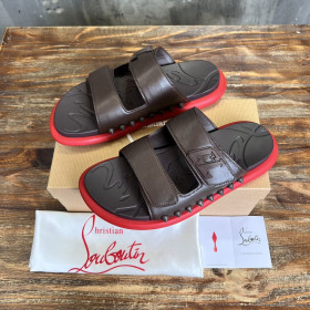 Christian Louboutin Men Strap Sandals Rubber Coffee