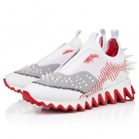 Christian Louboutin Sharkymax Running Sneakers Calf Leather And Spikes Version White