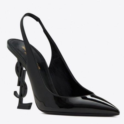 سان لوران Opyum مضخات Slingback في 110mm الأسود منغم كعب سان لوران الأحذية