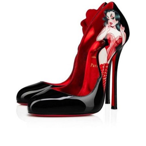 كريستيان لوبوتان مضخة Pinupina 130mm الأسود-متعدد/لين Psy Loubi براءات الاختراع