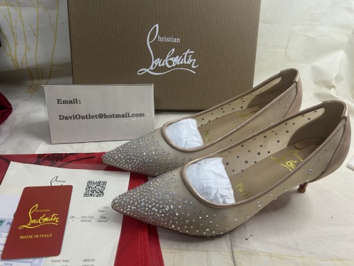 Christian Louboutin Follies Strass 85 mm Pumps Mesh and Suede Light Silk Nude