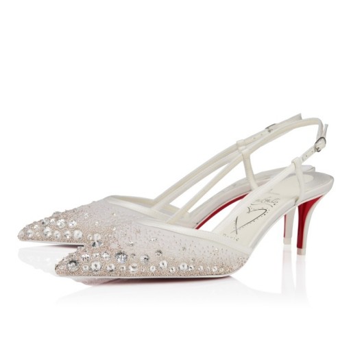 Christian Louboutin Miss Z Sling Sparkling 60 Mm Slingback Pumps Mesh And Strass Version Ivory