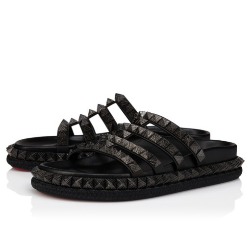 Christian Louboutin Pyra Hallulila Mules Waxed Calf Leather Black