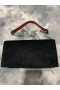 كريستيان لوبوتان Loubi54 Crossbody مخلب Velluto Strass الجلود من جلد الغزال الأسود