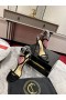 كريستيان لوبوتان سيدة الصنادل Strappy 100 ملم براءات الاختراع والجلود السوداء الأحذية CL