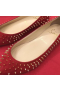 Christian Louboutin Pigalle Spikes Ballet Flats Velvet Red