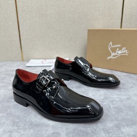 Christian Louboutin Chambelimonk Derbies Patent Leather Black Red
