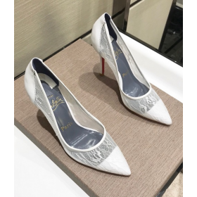Christian Louboutin Follies 100mm Pumps Florale Lace White