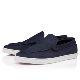 Christian Louboutin Moonboat Loafers Reversed Nubuck Leather Zaffiro