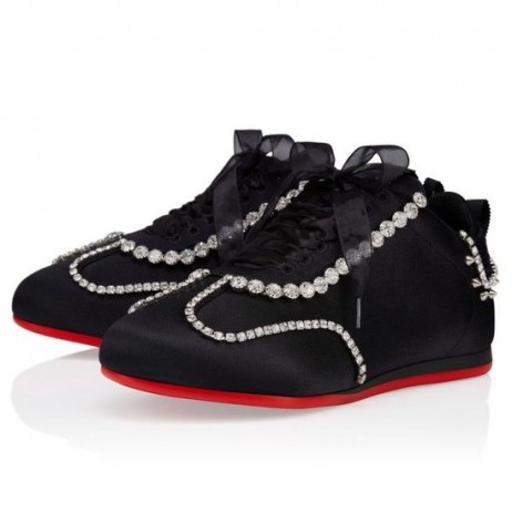 Christian Louboutin Eleonora Strass Tenisky Krep Satén Černá