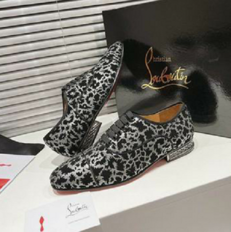 Christian Louboutin Greggy Holka Oxfordy Velvet Royal Výšivka Stříbrná