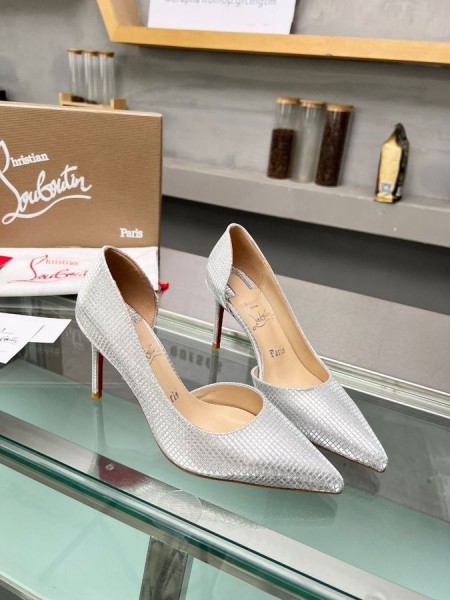 Christian Louboutin Iriza 85mm Čerpadla Flitry Tkanina Stříbro
