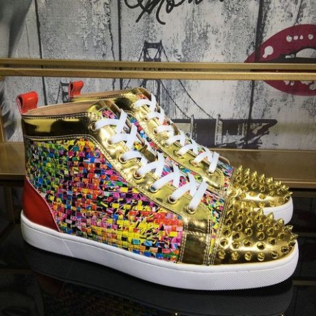 Christian Louboutin Lou Spike Orlato Vysoké top Tenisky Kožené Vícebarevná