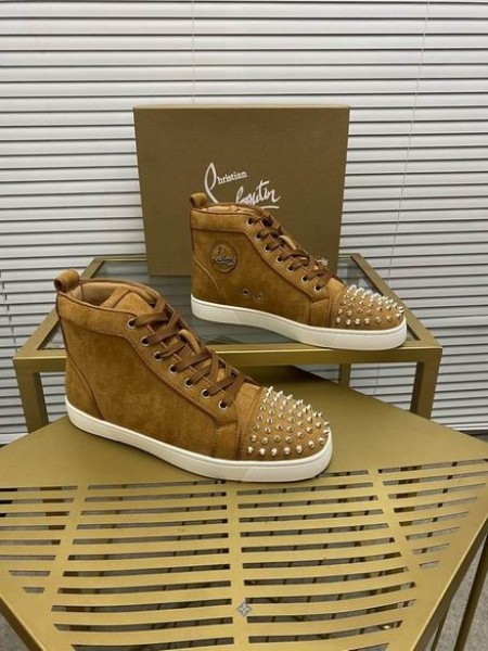 Christian Louboutin Lou Hroty Orlato Vysoké top Tenisky Semišové Kožené Hnědé