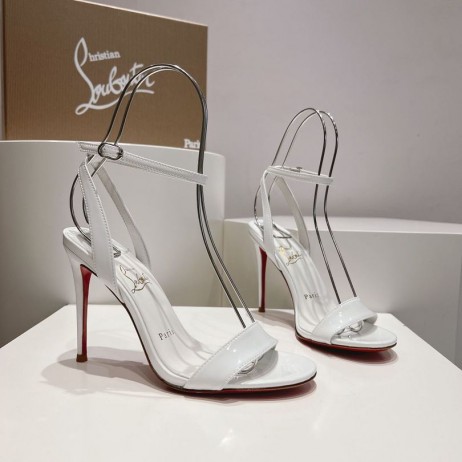 Christian Louboutin Loubigirl 100 mm Sandály Lakované Kůže Bianco Christian Louboutin Store