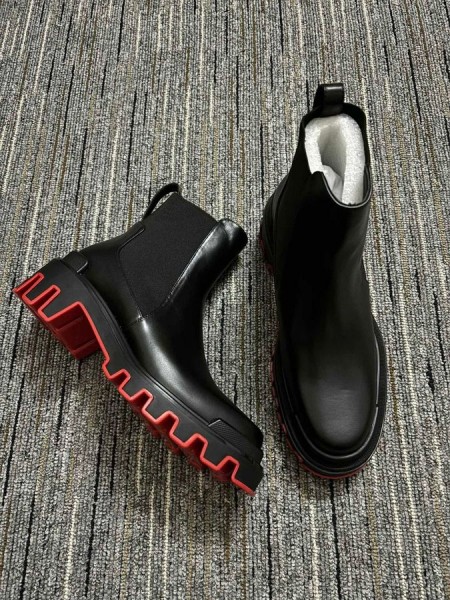 Christian Louboutin Marchacroche Dune Muži Kotníkové Boty Telecí Kůže Černé