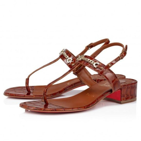 Christian Louboutin Mj Tanga 25 Mm Muly Aligátor Reliéfní Telecí Kůže Acajou