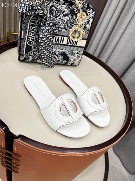 Dior D-Klubu Slide Bílé Telecí Kůže