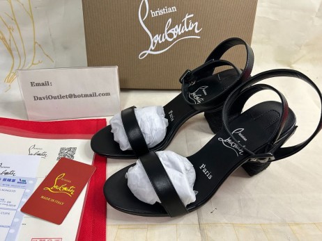 Christian Louboutin Blok Pata Popruh Sandály 80mm Nappa Kůže Černá