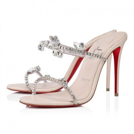 Christian Louboutin Jen Královna 100mm Muly Pvc A Kůže Nappa Leche CL Boty Obchod