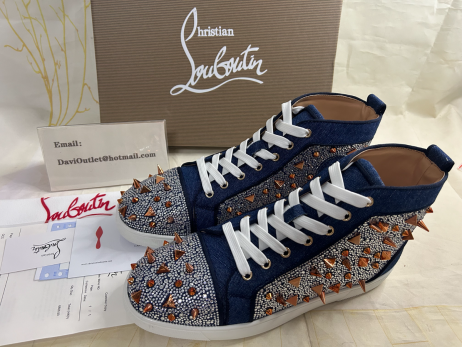 Christian Louboutin Lou Pik Pik Strass High-Top Tenisky Modré Džínové