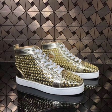 Christian Louboutin Louis Hroty High-top Tenisky Textury Kůže Zlaté