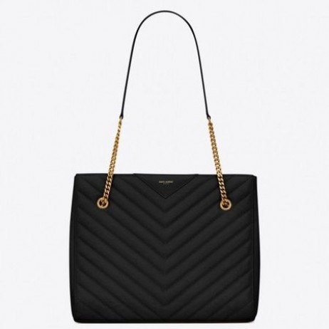Saint Laurent Tribeca Malá Nákupní Taška Černá Zrnitá Kůže