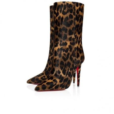 Christian Louboutin Astrilarge Booty 100 Mm Nízké Boty Pony Kitty Leopard Tisk Christian Louboutin Boty