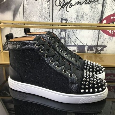 Christian Louboutin Lou Hroty Orlato Vysoké top Tenisky Nubuk A Kůže Černá Bílá