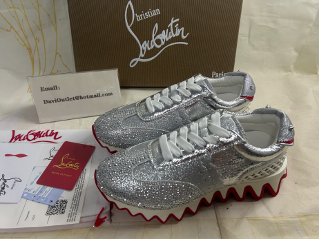 Christian Louboutin Loubishark P Strass Tenisky Třpytily Telecí Kůže A Štrasem