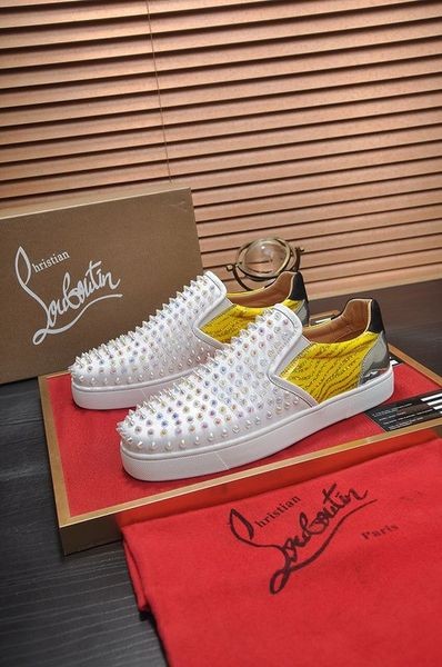 Christian Louboutin Námořník Loď Hroty Orlato Nazouvací Tenisky Bílá Žlutá