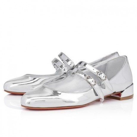 Christian Louboutin Sladké Jane Baleríny Specchio Telecí Kůže Stříbro CL Boty