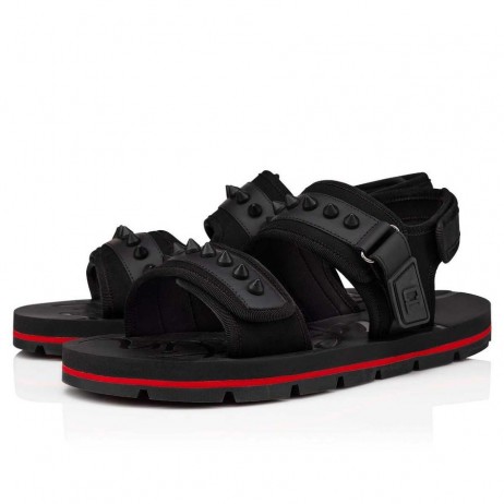 Christian Louboutin Siwa Ploché Sandály Hroty Neoprenové Černé Boty CL
