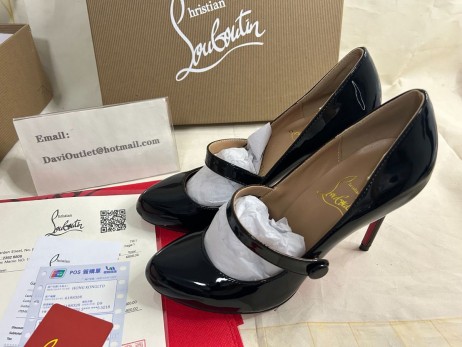 Christian Louboutin Charlene Mary Jane Čerpadla 100mm Patent Kožené Černé