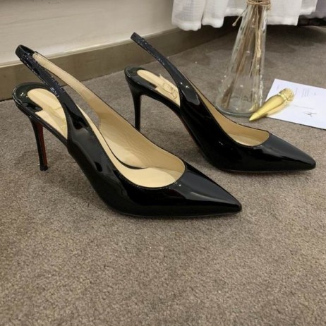Christian Louboutin Kate Závěs Čerpadla 80 mm Patent Kožené Černé Boty CL