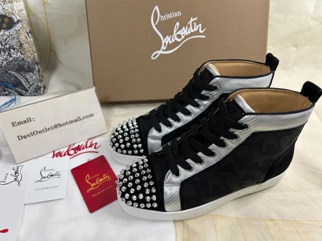 Christian Louboutin Lou Hroty Oralto High-top Ženy Tenisky Nubuk A Kůže Černé
