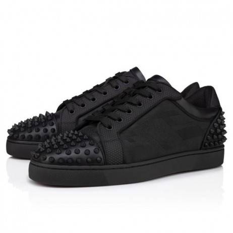 Christian Louboutin Seavaste 2 Tenisky Telecí Kůže Žakárové A Hroty Černé