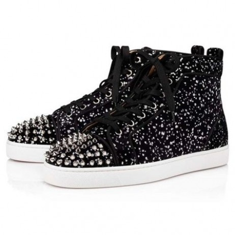 Christian Louboutin High-top Lou Hroty Orlato Black/silver Velvet