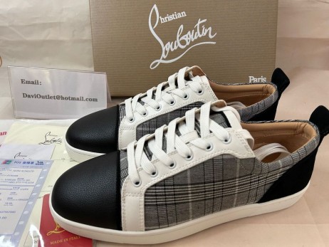 Christian Louboutin Low-top Louis Junior Orlato Verze Šedé Sametové Tenisky