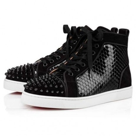 Christian Louboutin Tenisky Lou Hroty, Žena, Černá/černé Semišové Telecí kůže