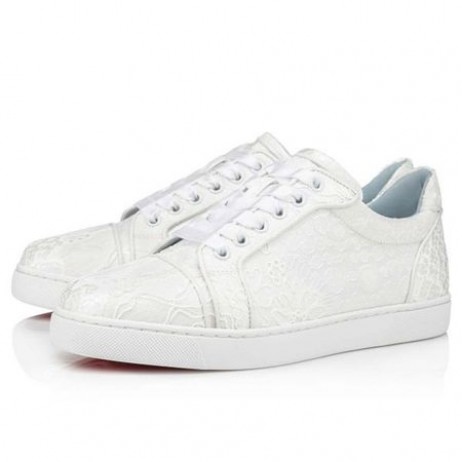 Christian Louboutin Tenisky Vieira Orlato Ploché Off Bílá/Modrá podšívka Dentelle