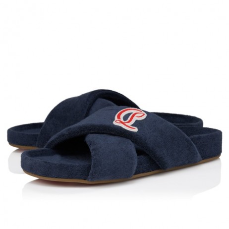 Christian Louboutin Bizzu Mules Sponge Cotton Marine