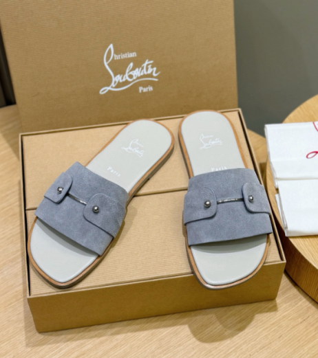 Christian Louboutin Chambelimule Mules Calf Leather Gray