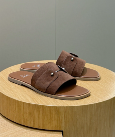 Christian Louboutin Chambelimule Mules Suede Calf Leather Terra