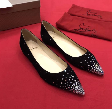 Christian Louboutin Gravitanita Ballet Flats Suede Strass Black