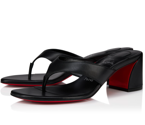 Christian Louboutin Janetonga Thong Mules 55mm Nappa Leather Black