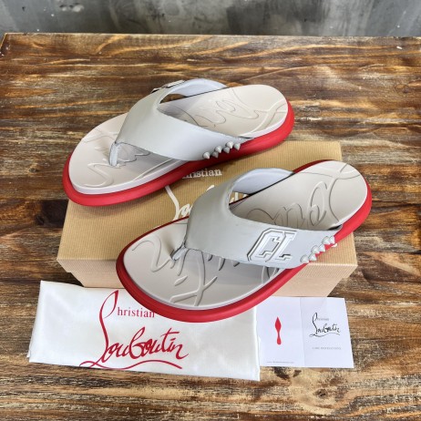 Christian Louboutin Men Flip Flop Sandals Rubber Gray