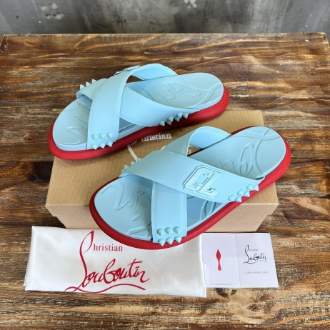 Christian Louboutin Men Slipper Sandals Rubber Blue