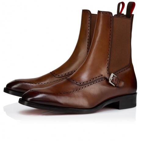 Christian Louboutin Sartosea Low Boots Patinated Calf Leather Havane