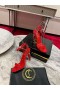 Christian Louboutin Lesky na rty Královna Sandály 100mm Patent Kožené Červené